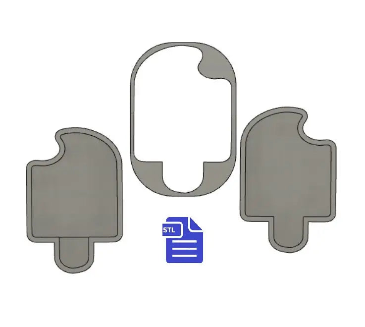 3pc Bitten Ice Lolly Bath Bomb Mold STL File - for 3D printing - FILE ONLY - 3 piece Hand Press Mould