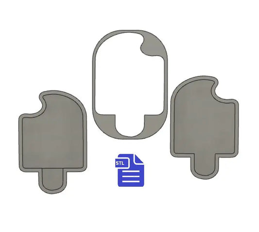 3pc Bitten Ice Lolly Bath Bomb Mold STL File - for 3D printing - FILE ONLY - 3 piece Hand Press Mould