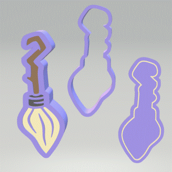 3pc Broom Bath Bomb Mold STL File - model for 3D printing - FILE ONLY for printing your own mold for bath bombs shower steamers fizzies - The Crafts and Glitter Shop