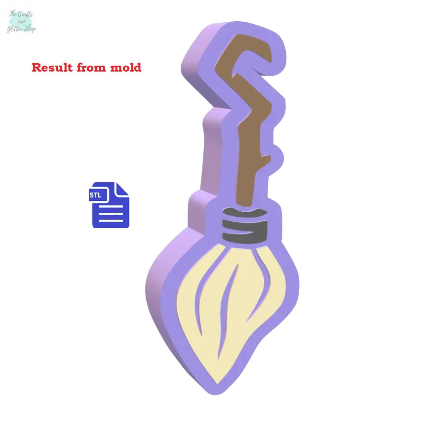 3pc Broom Bath Bomb Mold STL File - model for 3D printing - FILE ONLY for printing your own mold for bath bombs shower steamers fizzies - The Crafts and Glitter Shop