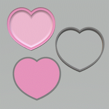 3pc Bubble Heart Bath Bomb Push Mold STL File - for 3D printing - FILE ONLY