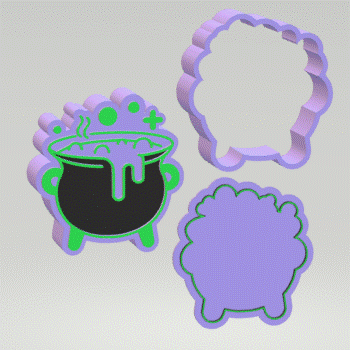 3pc Bubbling Cauldron Bath Bomb Mold STL File