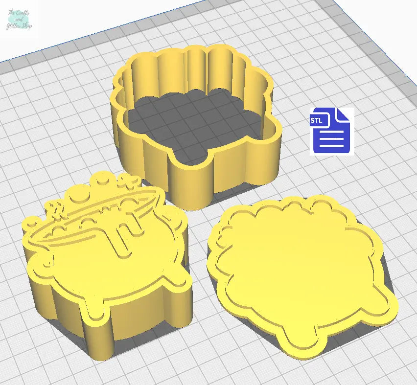 3pc Bubbling Cauldron Bath Bomb Mold STL File - for 3D printing - FILE ONLY - The Crafts and Glitter Shop