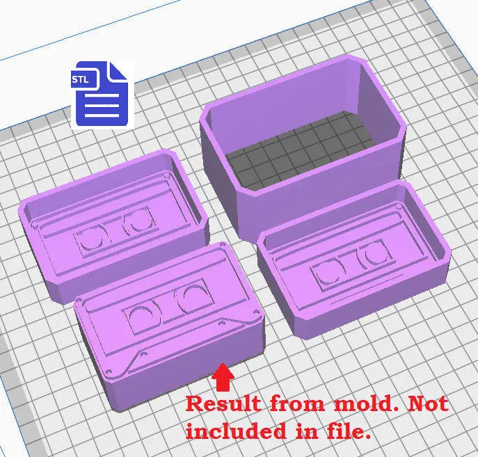 3pc Cassette Bath Bomb Mold STL File - for 3D printing - FILE ONLY - 3 piece Hand Press Bath Bomb Mould - The Crafts and Glitter Shop