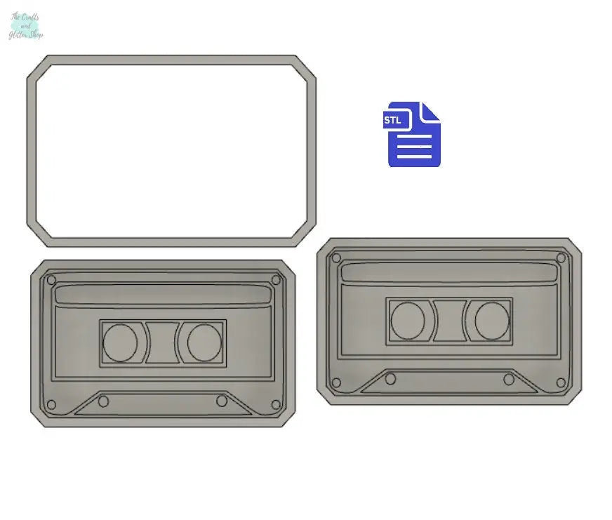 3pc Cassette Bath Bomb Mold STL File - for 3D printing - FILE ONLY - 3 piece Hand Press Bath Bomb Mould
