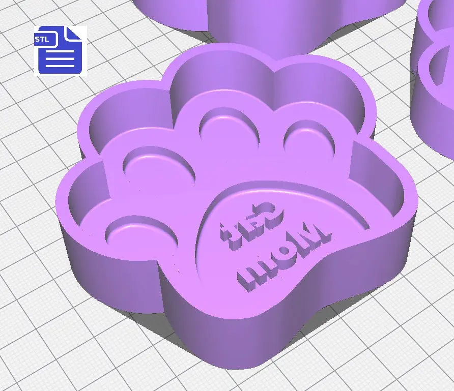 3pc Cat Mom Paw Bath Bomb Mold STL File - for 3D printing - FILE ONLY - 3 piece Pet Mother's Day Bath Bomb Hand Press Mould