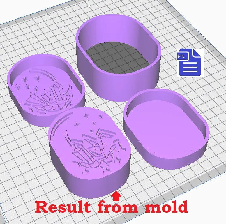 3pc Celestial Moon Bath Bomb Mold Bath Bomb Mold STL File - for 3D printing - FILE ONLY - 3 piece hand press bath bomb mould - The Crafts and Glitter Shop