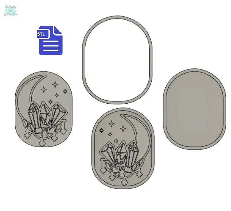 3pc Celestial Moon Bath Bomb Mold Bath Bomb Mold STL File - for 3D printing - FILE ONLY - 3 piece hand press bath bomb mould