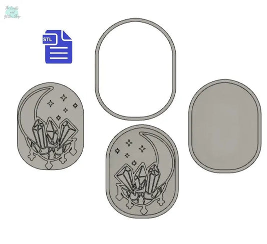 3pc Celestial Moon Bath Bomb Mold Bath Bomb Mold STL File - for 3D printing - FILE ONLY - 3 piece hand press bath bomb mould