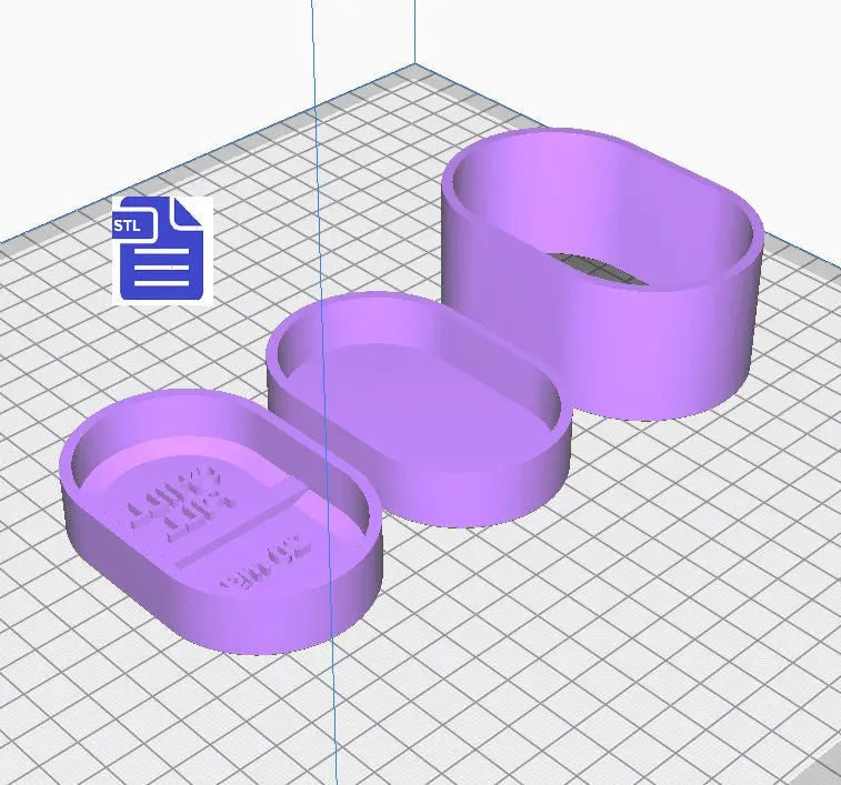 3pc Chill Pill Bath Bomb Mold STL File - for 3D printing - FILE ONLY - 3 piece Chill Pill Hand Press Bath Bomb Mould