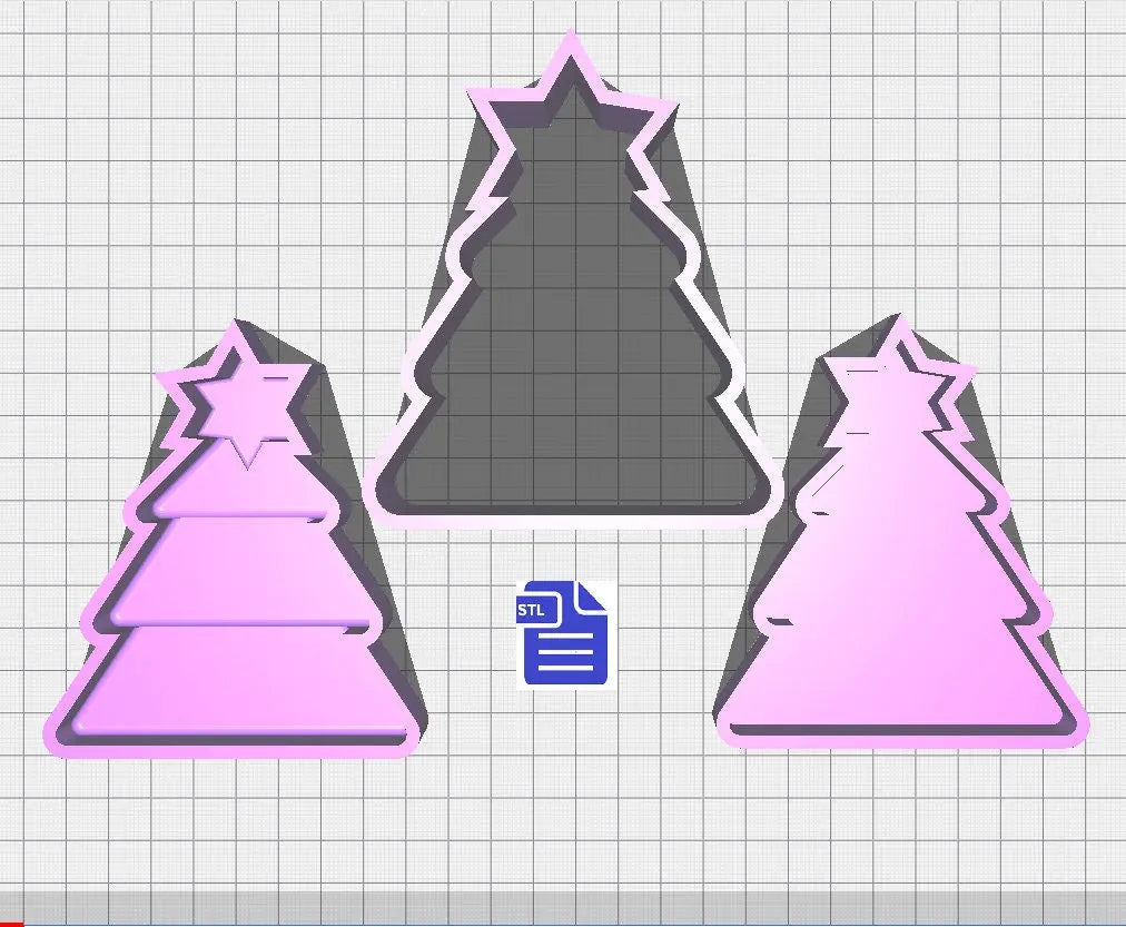 3pc Christmas Tree Bath Bomb Mold STL File - for 3D printing - FILE ONLY - The Crafts and Glitter Shop