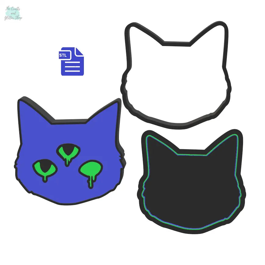 3pc Creepy Cat Bath Bomb Mold STL File - for 3D printing - FILE ONLY - The Crafts and Glitter Shop