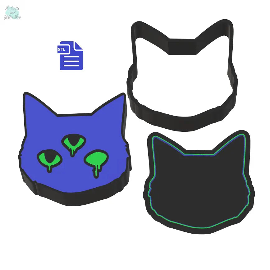 3pc Creepy Cat Bath Bomb Mold STL File - for 3D printing - FILE ONLY - The Crafts and Glitter Shop
