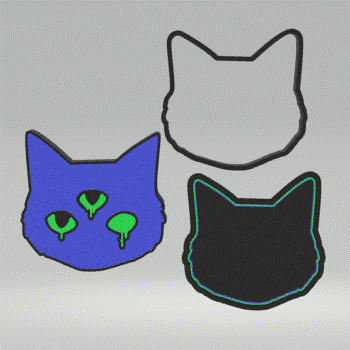 3pc Creepy Cat Bath Bomb Mold STL File