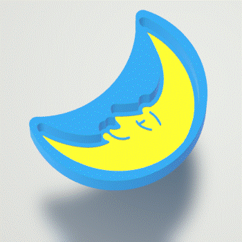 3pc Crescent Moon with Face Bath Bomb Mold STL File