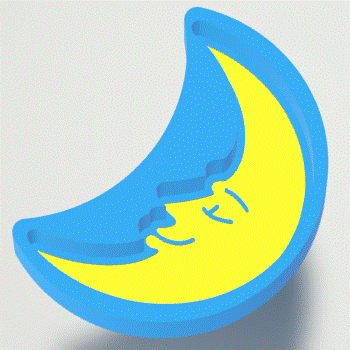 3pc Crescent Moon with Face Bath Bomb Mold STL File