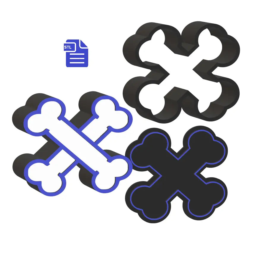 3pc Crossbones Bath Bomb Mold STL File - for 3D printing - FILE ONLY - The Crafts and Glitter Shop
