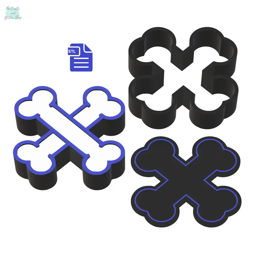 3pc Crossbones Bath Bomb Mold STL File - for 3D printing - FILE ONLY - The Crafts and Glitter Shop