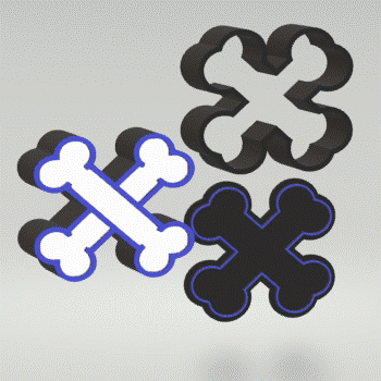 3pc Crossbones Bath Bomb Mold STL File