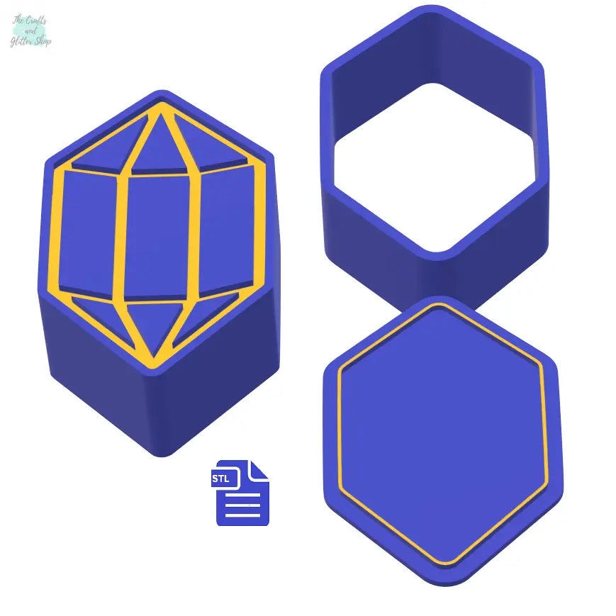 3pc Crystal Bath Bomb Mold STL File - for 3D printing - FILE ONLY - The Crafts and Glitter Shop