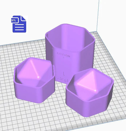 3pc D20 Bath Bomb Mold STL File - for 3D printing - FILE ONLY - 3 part D20 hand press bath bomb mould - The Crafts and Glitter Shop