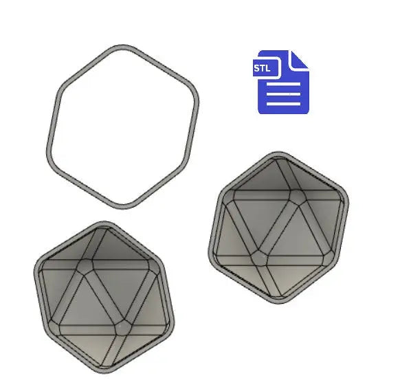 3pc D20 Bath Bomb Mold STL File - for 3D printing - FILE ONLY - 3 part D20 hand press bath bomb mould - The Crafts and Glitter Shop
