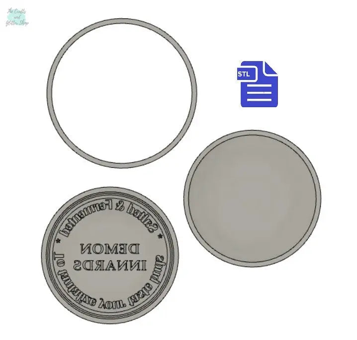 3pc Demon Innards Bath Bomb Mold - Magic Potion Label Bath Bomb Mold STL File - for 3D printing - FILE ONLY - 3 piece hand press mold