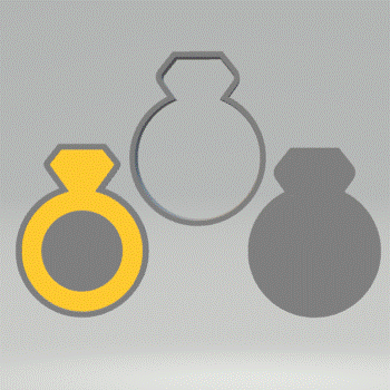 3pc Diamond Engagement Ring Bath Bomb Mold STL File