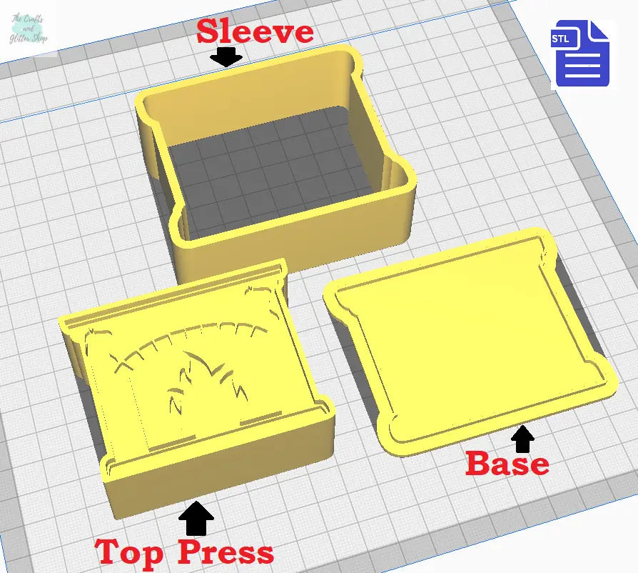 3pc Fireplace Bath Bomb Mold - for 3D printing - FILE ONLY - 3 piece Furnace Hand Press Mould for Solid Shampoo Freshies Fizzers Fizzies - The Crafts and Glitter Shop