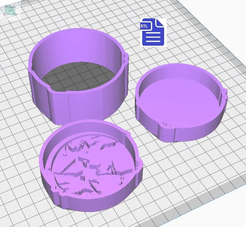 3pc Flying Witch Bath Bomb Mold STL File - for 3D printing - FILE ONLY -3 piece Witch Silhouette Bath Bomb Mould