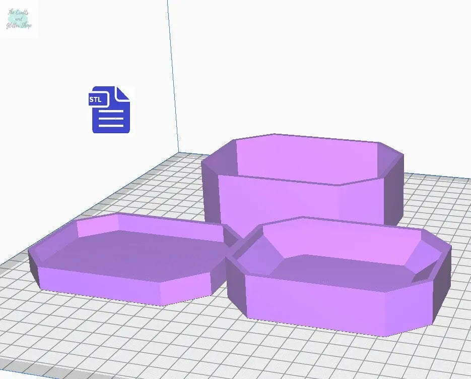 3pc Gem Bath Bomb Mold STL File - for 3D printing - FILE ONLY - 3 piece Gem Stone Hand Press Bath Bomb Mould