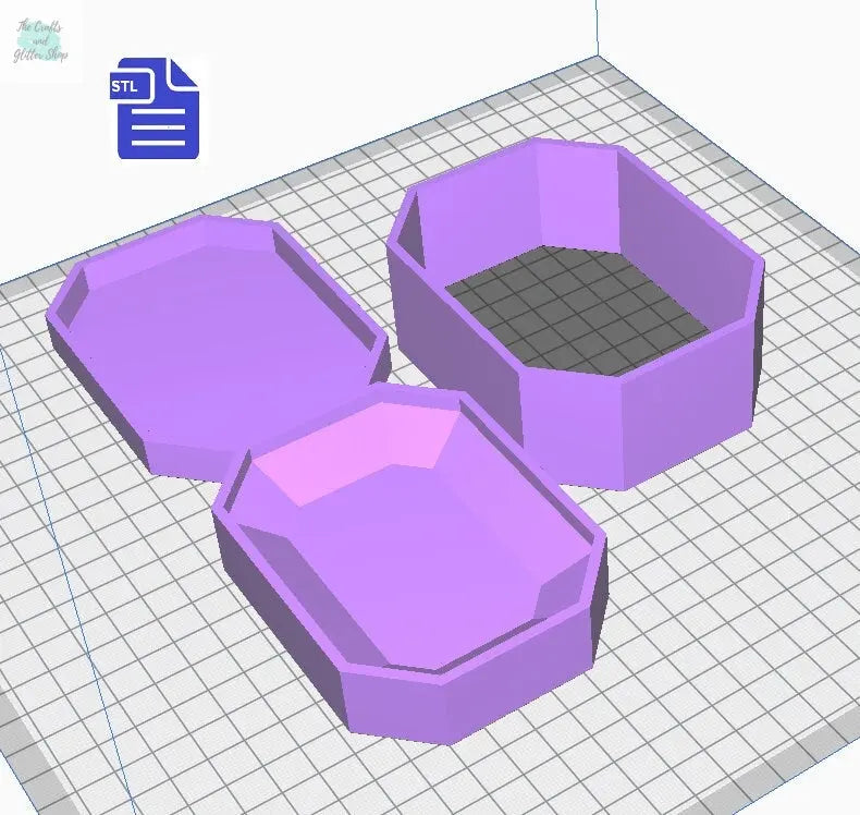 3pc Gem Bath Bomb Mold STL File - for 3D printing - FILE ONLY - 3 piece Gem Stone Hand Press Bath Bomb Mould - The Crafts and Glitter Shop