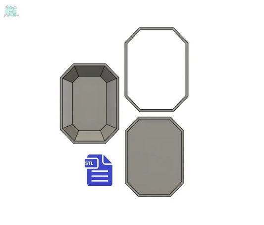 3pc Gem Bath Bomb Mold STL File - for 3D printing - FILE ONLY - 3 piece Gem Stone Hand Press Bath Bomb Mould