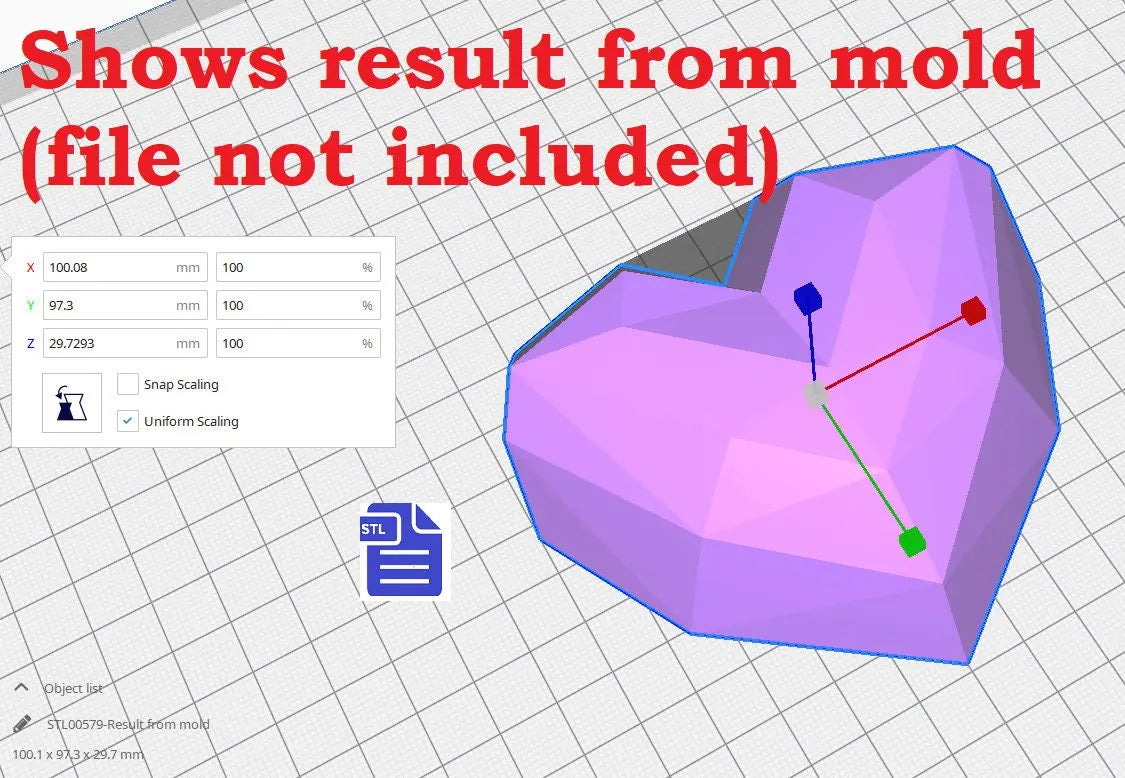 3pc Geometric Heart Bath Bomb Mold STL File - for 3D printing - FILE ONLY