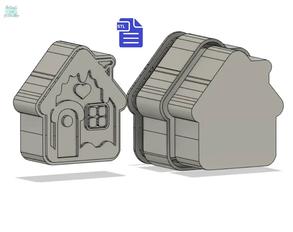 3pc Gingerbread House Bath Bomb Mold STL File - for 3D printing - FILE ONLY - 3 part Winter Cabin Solid Shampoo Manual Hand Press Mould - The Crafts and Glitter Shop