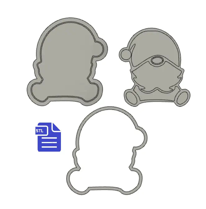 3pc Gnome Bath Bomb Mold STL File - for 3D printing - FILE ONLY - 3 piece Push Mold - The Crafts and Glitter Shop