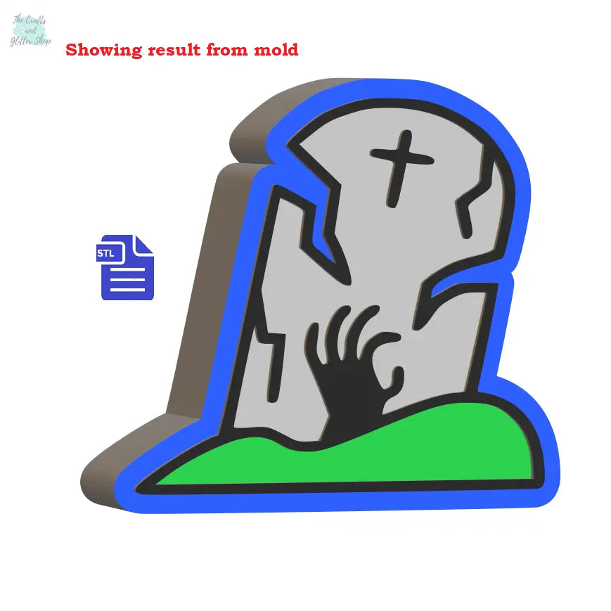 3pc Gravestone Bath Bomb Mold STL File - for 3D printing - FILE ONLY - 3 piece Headstone push mold for bath bombs shower steamers - The Crafts and Glitter Shop