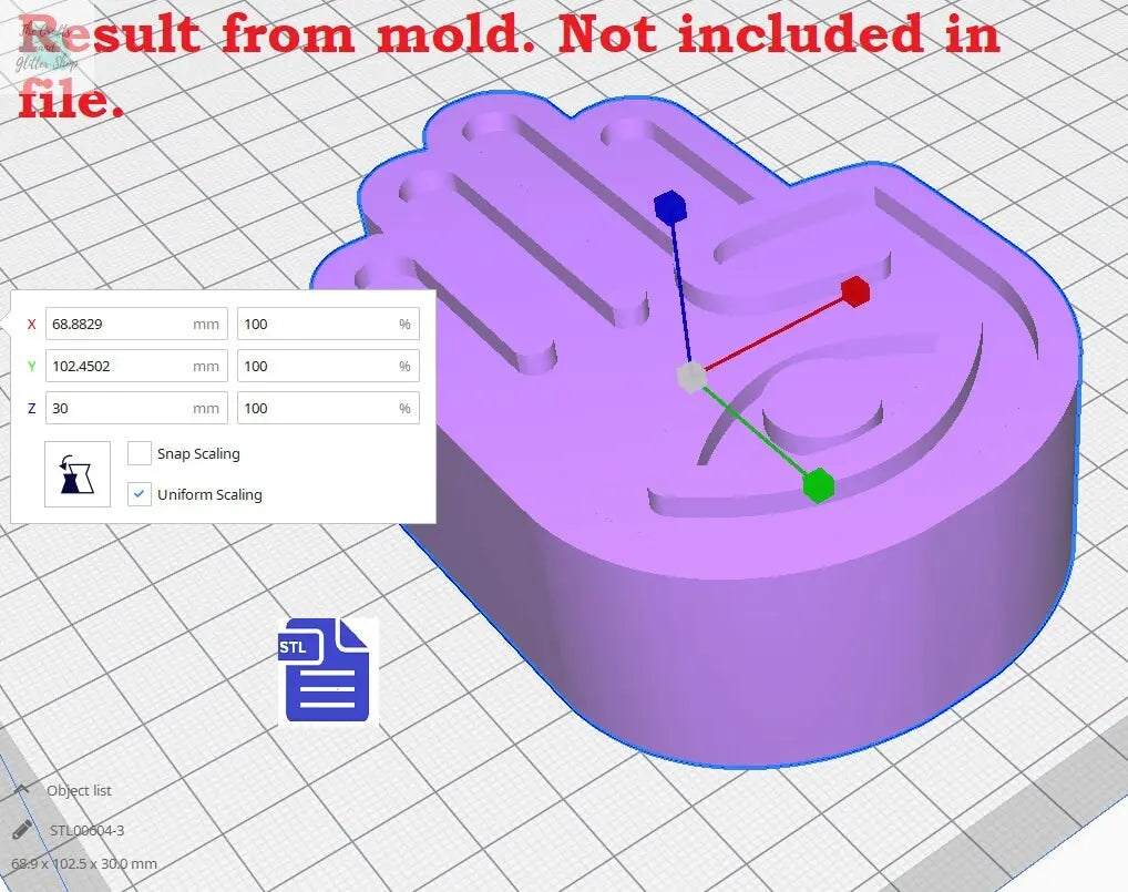 3pc Hamsa Bath Bomb Mold STL File - for 3D printing - FILE ONLY - 3 piece hand press bath bomb mould