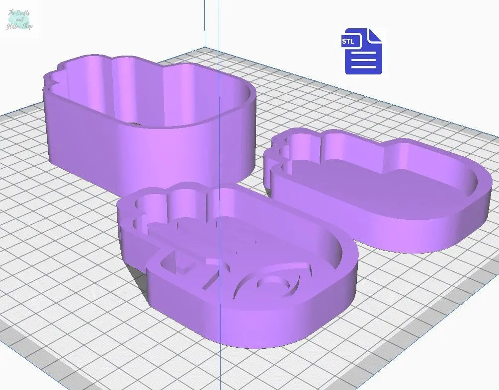 3pc Hamsa Bath Bomb Mold STL File - for 3D printing - FILE ONLY - 3 piece hand press bath bomb mould