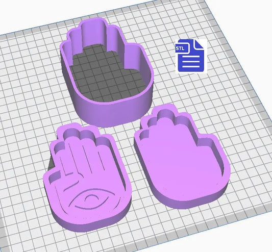 3pc Hamsa Bath Bomb Mold STL File - for 3D printing - FILE ONLY - 3 piece hand press bath bomb mould - The Crafts and Glitter Shop