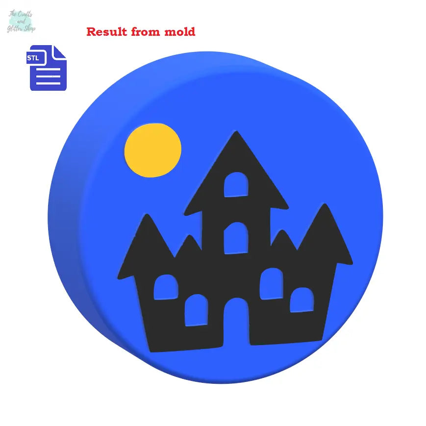 3pc Haunted House Bath Bomb Mold STL File - for 3D printing - FILE ONLY - 3 piece Halloween Push Mold for bath bombs solid shampoo fizzers - The Crafts and Glitter Shop