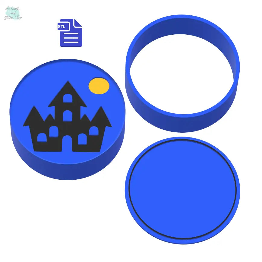 3pc Haunted House Bath Bomb Mold STL File - for 3D printing - FILE ONLY - 3 piece Halloween Push Mold for bath bombs solid shampoo fizzers - The Crafts and Glitter Shop