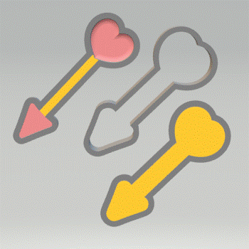 3pc Heart Arrow Bath Bomb Mold STL File