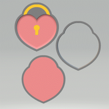 3pc Heart Locket Bath Bomb Mold STL File
