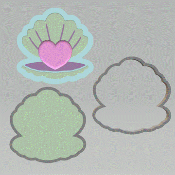 3pc Heart Pearl Seashell Bath Bomb Mold STL File