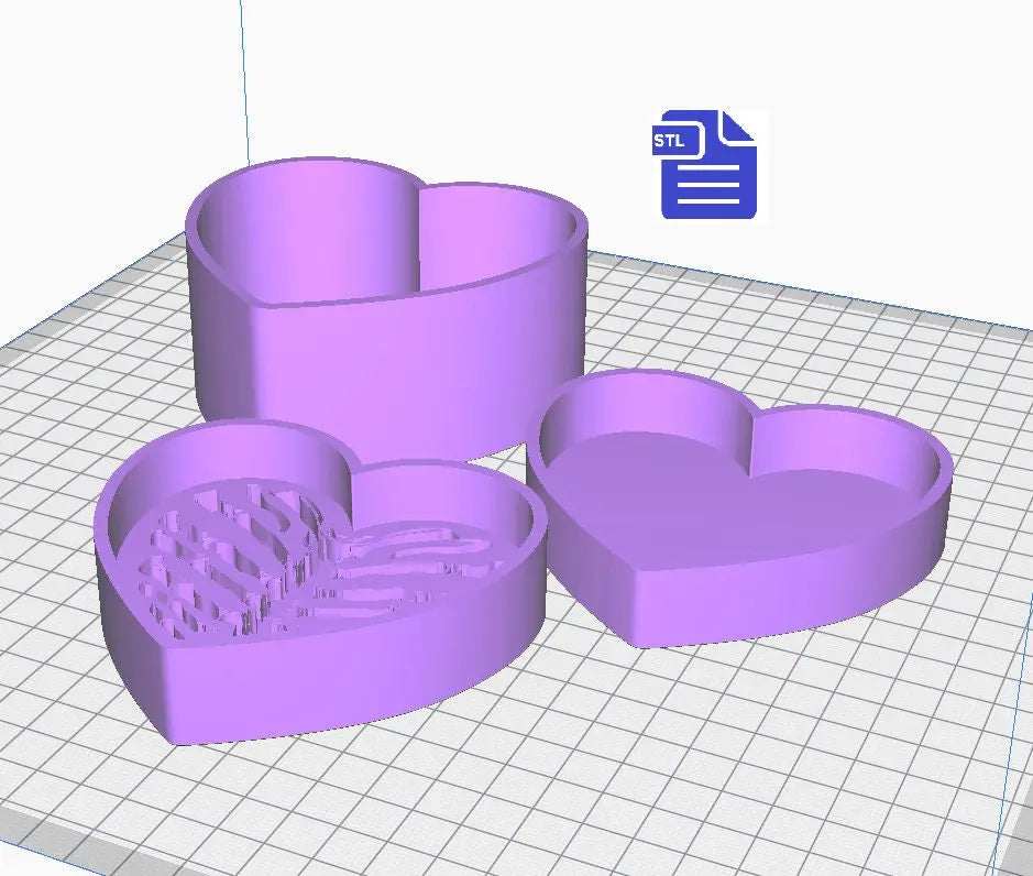3pc Heart Rib Cage Bath Bomb Mold STL File - for 3D printing - FILE ONLY - Rib Cage Bath Bomb Press - Shower Steamer