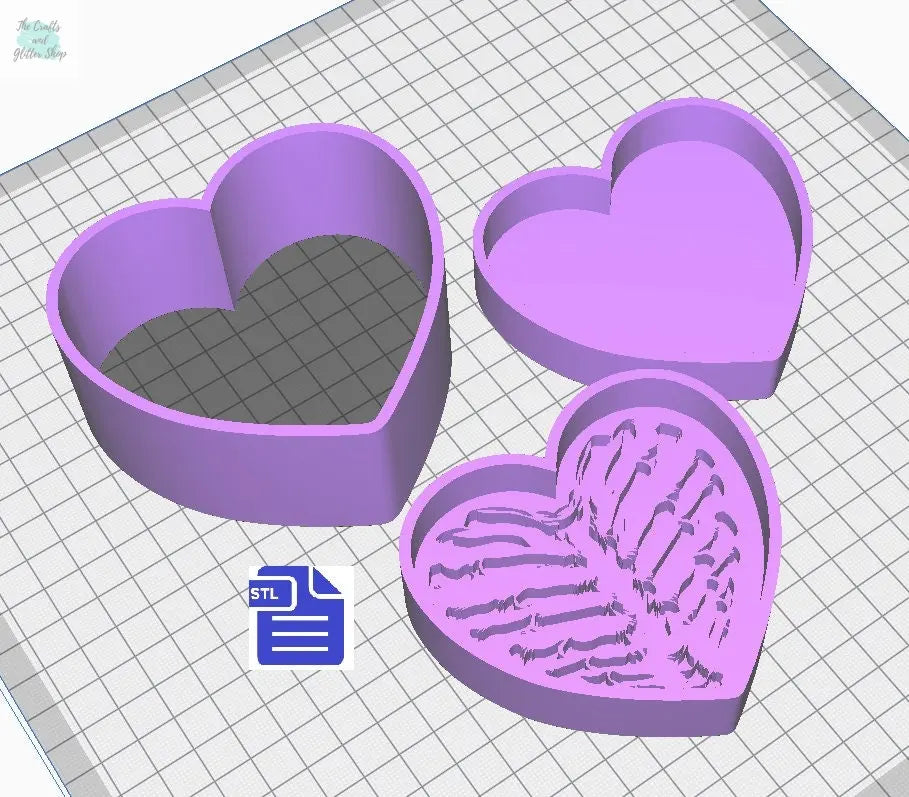 3pc Heart Rib Cage Bath Bomb Mold STL File - for 3D printing - FILE ONLY - Rib Cage Bath Bomb Press - Shower Steamer - The Crafts and Glitter Shop