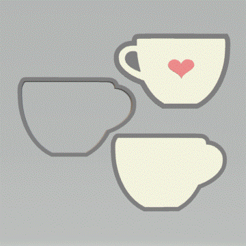 3pc Heart Teacup Bath Bomb Mold STL File