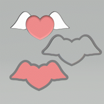 3pc Heart with Wings Bath Bomb Mold STL File