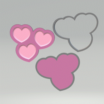 3pc Hearts Bath Bomb Mold STL File